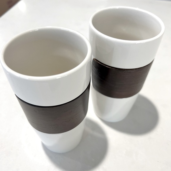 Starbucks Ceramic Mug Pair with Wood Cuff - Picture 3 of 5